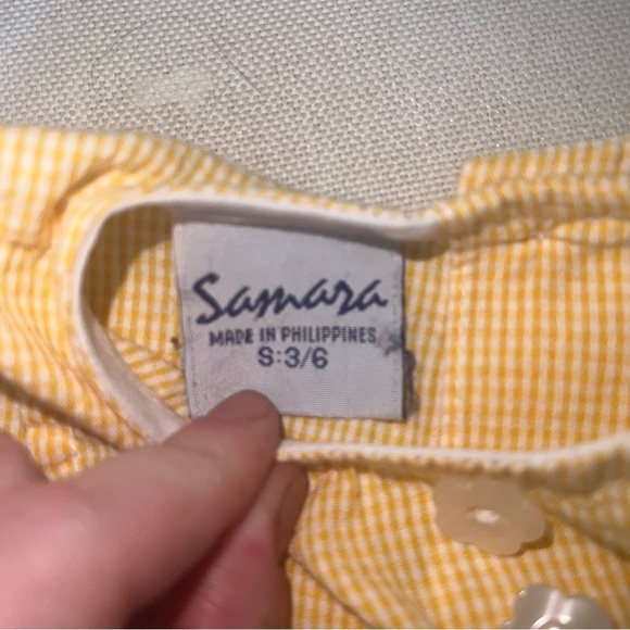 Samara Vintage Yellow Gingham Baby Bubble Romper Bunny Ballerina 3-6 Months - Picture 5 of 7